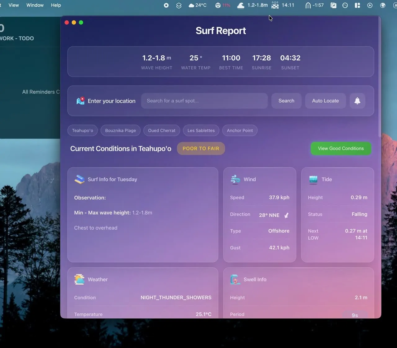 Surf Forecast Menubar screenshot 1