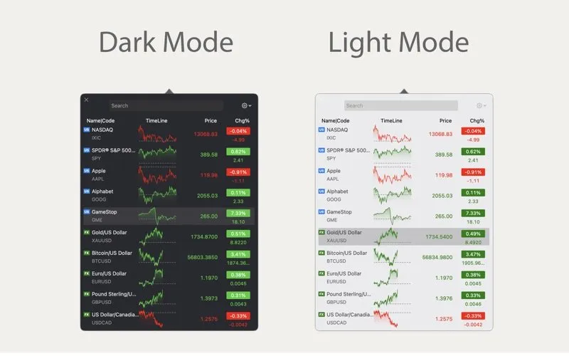 Stock Menu Bar screenshot 1