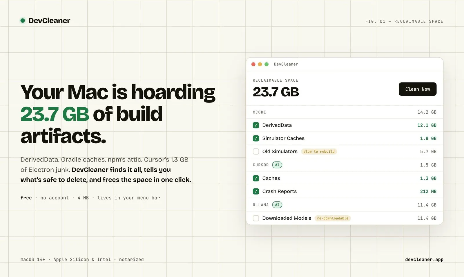 DevCleaner screenshot 1
