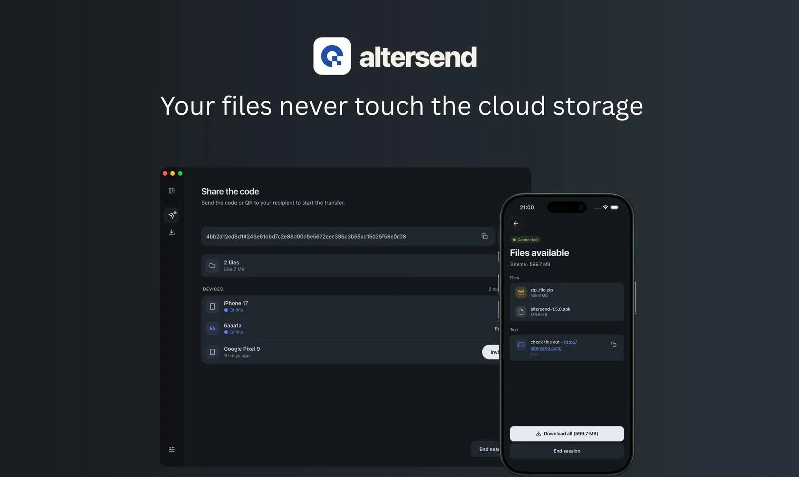 Altersend screenshot 1