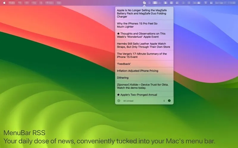 MenuBar RSS screenshot 1